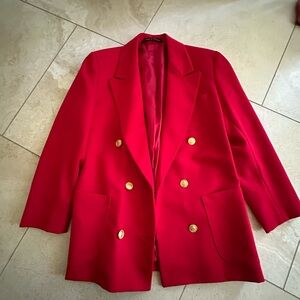 Marks & Spencer Vintage Red Wool Blazer with Gold Buttons